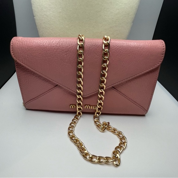 Miu Miu Pink Madras Leather Envelope-style Wallet Clutch - Preowned - Picture 14 of 14